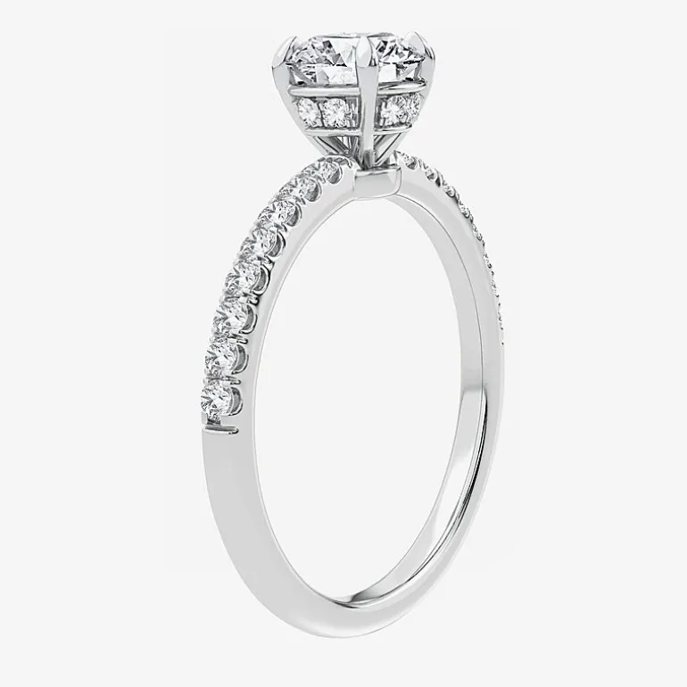 (G-H / Si1-Si2) Womens 1 CT. T.W. Lab Grown White Diamond 10K Gold Round Side Stone Engagement Ring