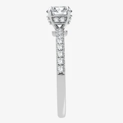 (G-H / Si1-Si2) Womens 1 CT. T.W. Lab Grown White Diamond 10K Gold Round Side Stone Engagement Ring
