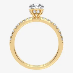 (G-H / Si1-Si2) Womens 1 CT. T.W. Lab Grown White Diamond 10K Gold Round Side Stone Engagement Ring
