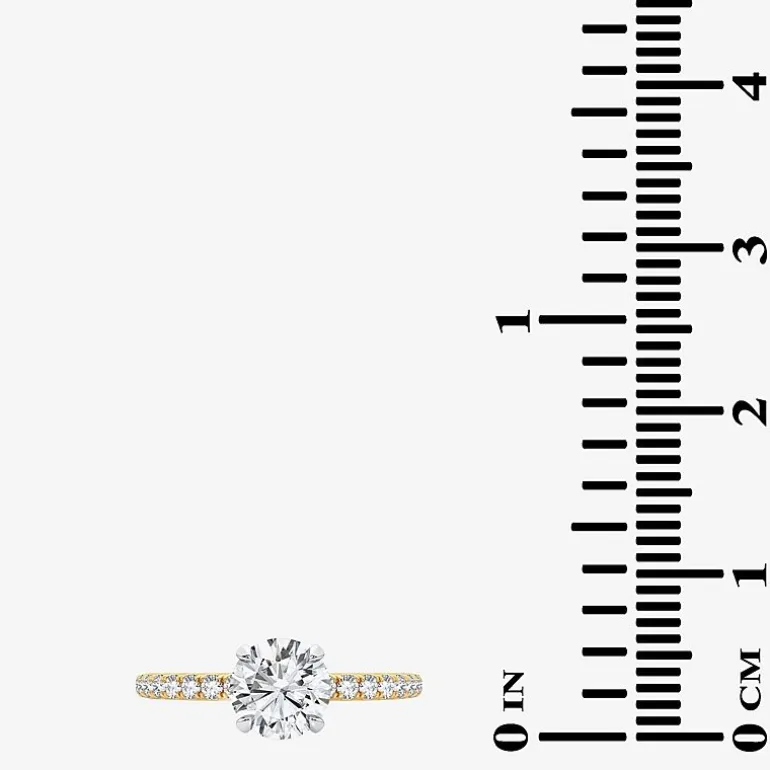 (G-H / Si1-Si2) Womens 1 CT. T.W. Lab Grown White Diamond 10K Gold Round Side Stone Engagement Ring