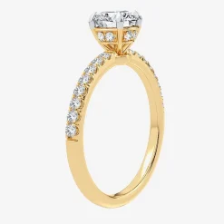 (G-H / Si1-Si2) Womens 1 CT. T.W. Lab Grown White Diamond 10K Gold Round Side Stone Engagement Ring
