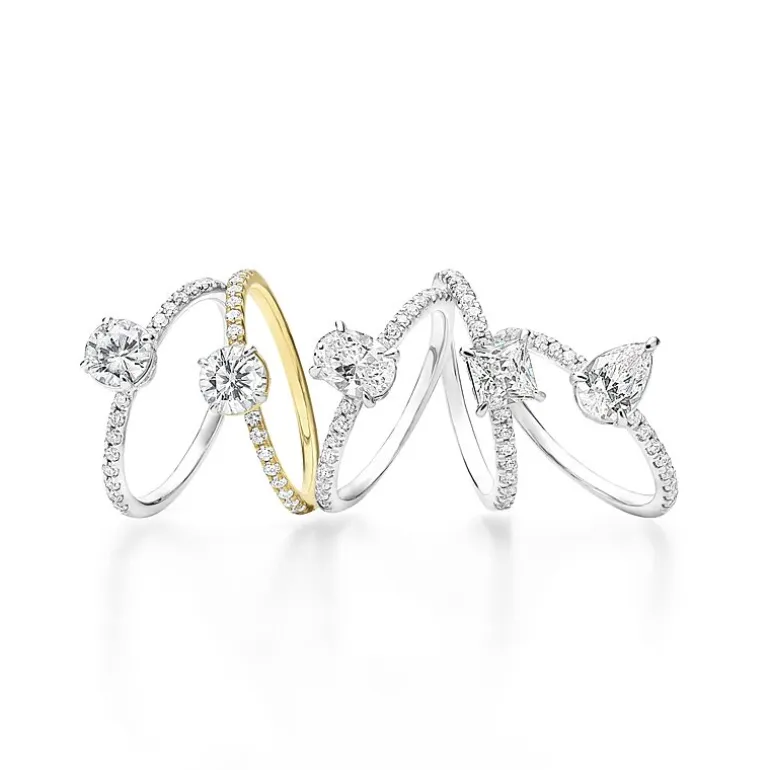 (G-H / Si1-Si2) Womens 1 CT. T.W. Lab Grown White Diamond 10K Gold Round Side Stone Engagement Ring