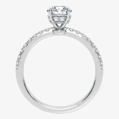 (G-H / Si1-Si2) Womens 1 CT. T.W. Lab Grown White Diamond 10K Gold Round Side Stone Engagement Ring