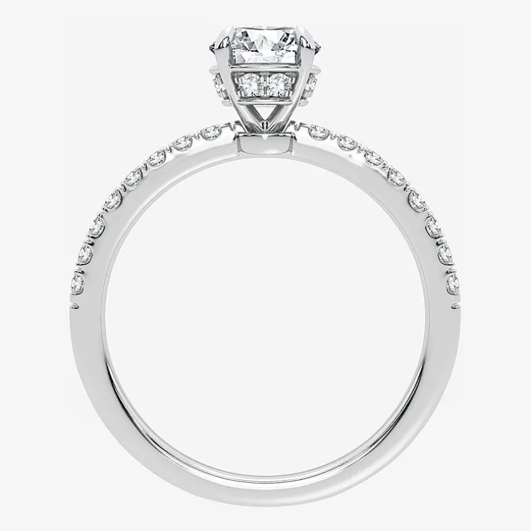 (G-H / Si1-Si2) Womens 1 CT. T.W. Lab Grown White Diamond 10K Gold Round Side Stone Engagement Ring