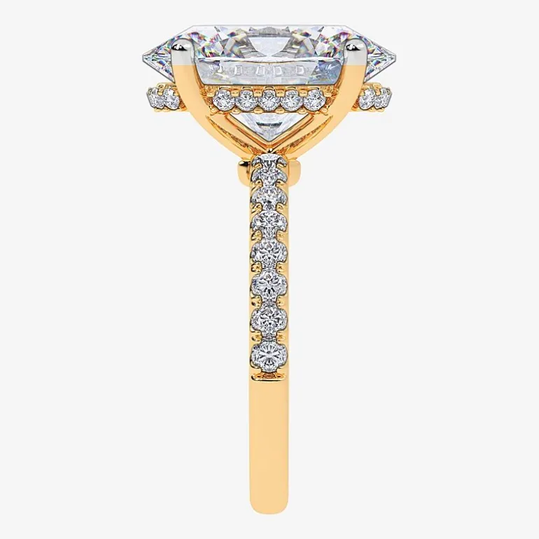 (G-H / Si1-Si2) Womens 5 1/2 CT. T.W. Lab Grown White Diamond 14K Gold Oval Side Stone Engagement Ring