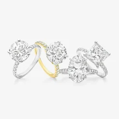 (G-H / Si1-Si2) Womens 5 1/2 CT. T.W. Lab Grown White Diamond 14K Gold Oval Side Stone Engagement Ring