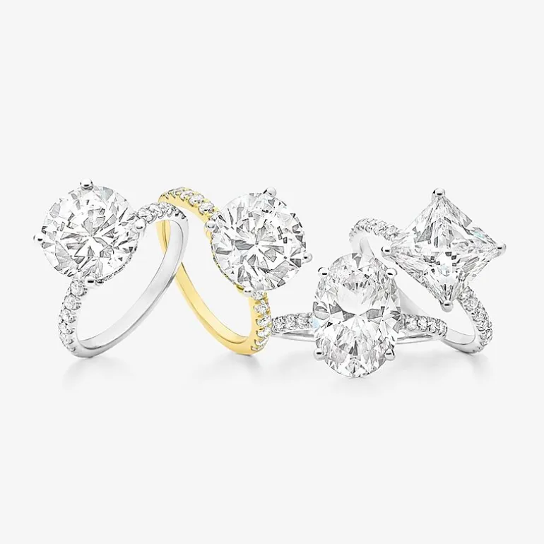 (G-H / Si1-Si2) Womens 5 1/2 CT. T.W. Lab Grown White Diamond 14K Gold Oval Side Stone Engagement Ring