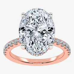 (G-H / Si1-Si2) Womens 5 1/2 CT. T.W. Lab Grown White Diamond 14K Gold Oval Side Stone Engagement Ring