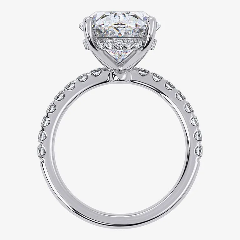 (G-H / Si1-Si2) Womens 5 1/2 CT. T.W. Lab Grown White Diamond 14K Gold Oval Side Stone Engagement Ring