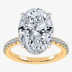(G-H / Si1-Si2) Womens 5 1/2 CT. T.W. Lab Grown White Diamond 14K Gold Oval Side Stone Engagement Ring