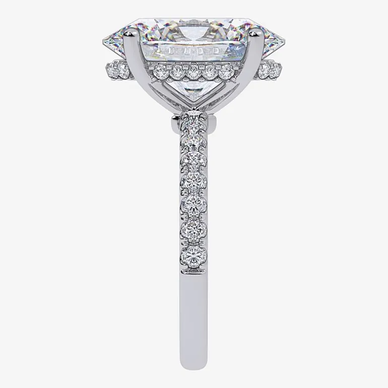 (G-H / Si1-Si2) Womens 5 1/2 CT. T.W. Lab Grown White Diamond 14K Gold Oval Side Stone Engagement Ring