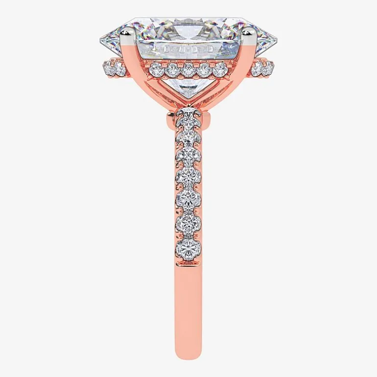 (G-H / Si1-Si2) Womens 5 1/2 CT. T.W. Lab Grown White Diamond 14K Gold Oval Side Stone Engagement Ring