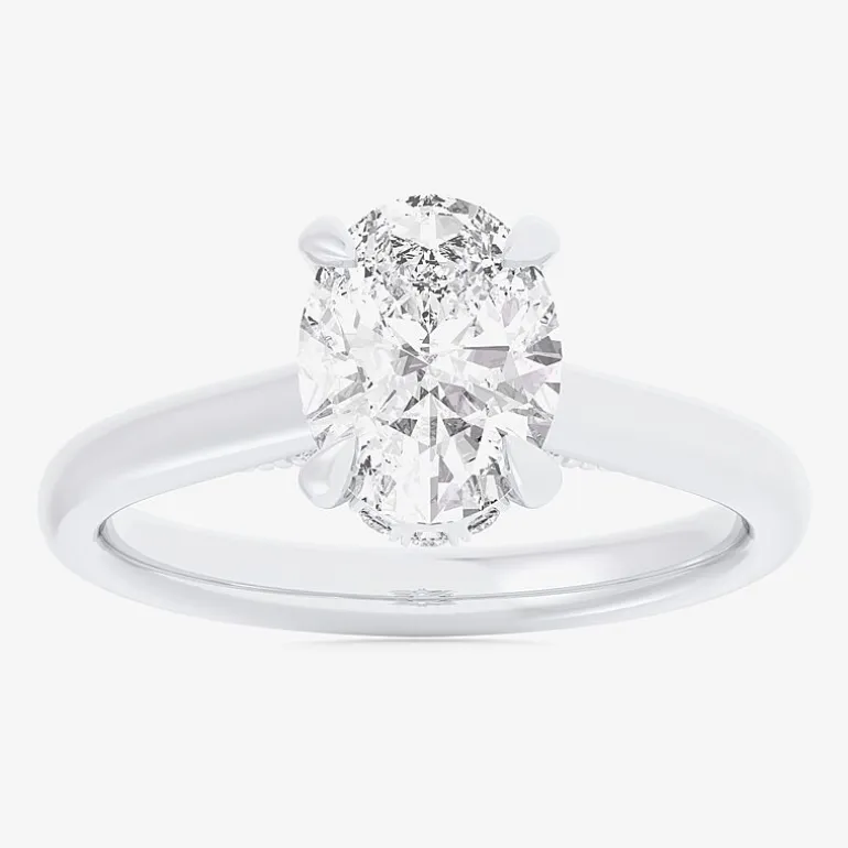 (G-H / Si1-Si2) Womens 2 1/5 CT. T.W. Lab Grown White Diamond 14K Gold Oval Engagement Ring