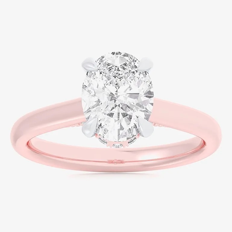 (G-H / Si1-Si2) Womens 2 1/5 CT. T.W. Lab Grown White Diamond 14K Gold Oval Engagement Ring
