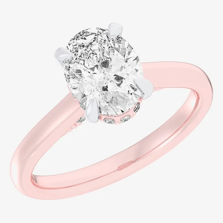 (G-H / Si1-Si2) Womens 2 1/5 CT. T.W. Lab Grown White Diamond 14K Gold Oval Engagement Ring