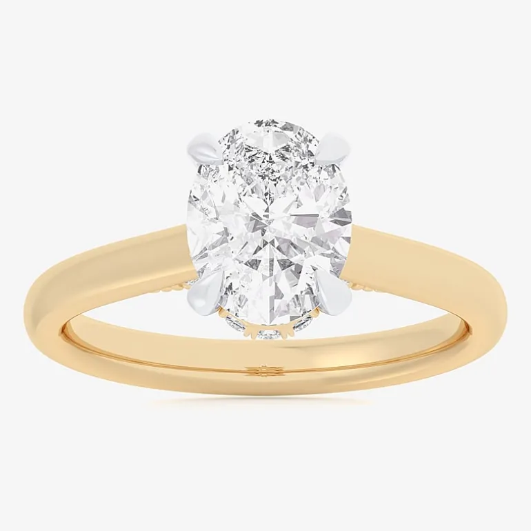 (G-H / Si1-Si2) Womens 2 1/5 CT. T.W. Lab Grown White Diamond 14K Gold Oval Engagement Ring
