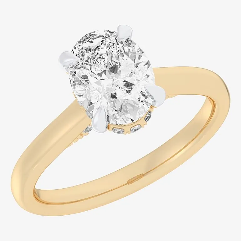 (G-H / Si1-Si2) Womens 2 1/5 CT. T.W. Lab Grown White Diamond 14K Gold Oval Engagement Ring