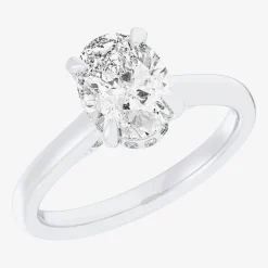 (G-H / Si1-Si2) Womens 2 1/5 CT. T.W. Lab Grown White Diamond 14K Gold Oval Engagement Ring