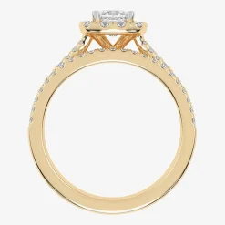 (G-H / Vs2-Si1) Womens 1 CT. T.W. Lab Grown White Diamond 10K Gold Cushion Side Stone Halo Bridal Set