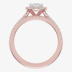 (G-H / Vs2-Si1) Womens 1 CT. T.W. Lab Grown White Diamond 10K Gold Cushion Side Stone Halo Bridal Set