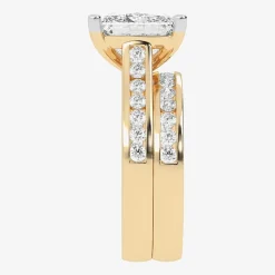(G-H / Vs2-Si1) Womens 4 CT. T.W. Lab Grown White Diamond 14K Gold Side Stone Bridal Set