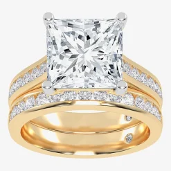 (G-H / Vs2-Si1) Womens 4 CT. T.W. Lab Grown White Diamond 14K Gold Side Stone Bridal Set