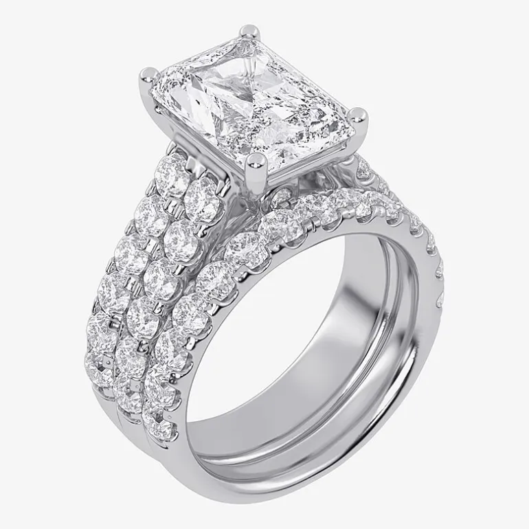 (G-H / Vs2-Si1) Womens 5 CT. T.W. Lab Grown White Diamond 14K Gold Side Stone Bridal Set