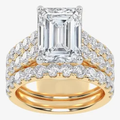 (G-H / Vs2-Si1) Womens 5 CT. T.W. Lab Grown White Diamond 14K Gold Side Stone Bridal Set