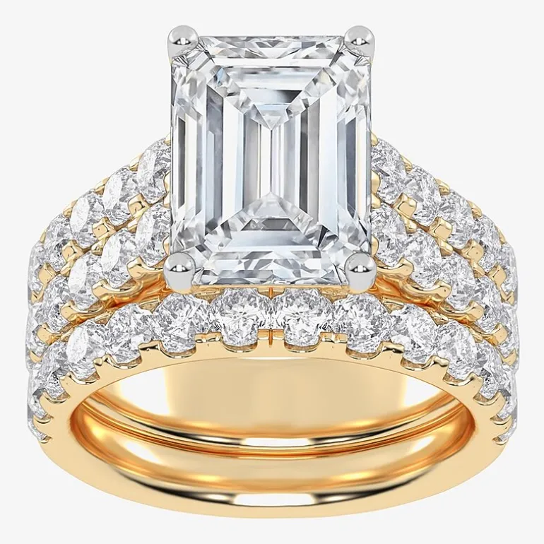 (G-H / Vs2-Si1) Womens 5 CT. T.W. Lab Grown White Diamond 14K Gold Side Stone Bridal Set