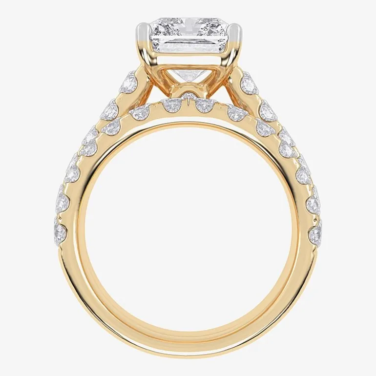 (G-H / Vs2-Si1) Womens 5 CT. T.W. Lab Grown White Diamond 14K Gold Side Stone Bridal Set