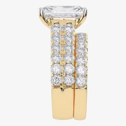 (G-H / Vs2-Si1) Womens 5 CT. T.W. Lab Grown White Diamond 14K Gold Side Stone Bridal Set