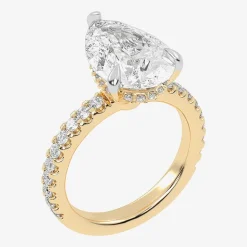 (G-H / Vs2-Si1) Womens 3 1/2 CT. T.W Lab Grown White Diamond 14K Gold Pear Side Stone Engagement Ring