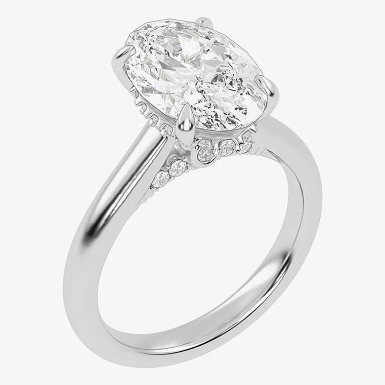 (G-H / Vs2-Si1) Womens 3 1/4 CT. T.W. Lab Grown White Diamond 14K Gold Oval Solitaire Engagement Ring