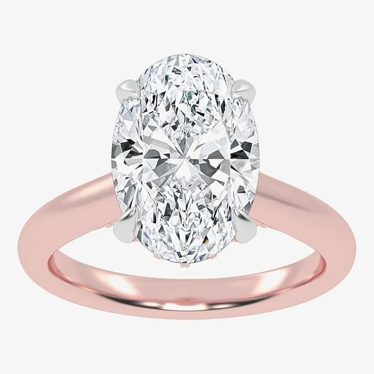 (G-H / Vs2-Si1) Womens 3 1/4 CT. T.W. Lab Grown White Diamond 14K Gold Oval Solitaire Engagement Ring