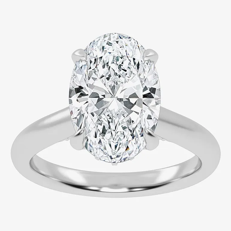 (G-H / Vs2-Si1) Womens 3 1/4 CT. T.W. Lab Grown White Diamond 14K Gold Oval Solitaire Engagement Ring