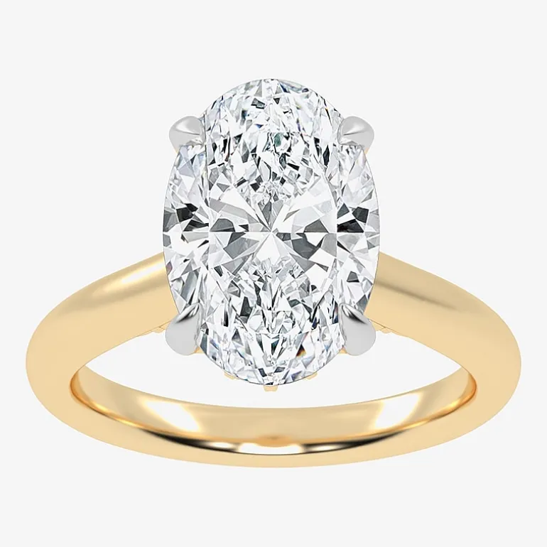 (G-H / Vs2-Si1) Womens 3 1/4 CT. T.W. Lab Grown White Diamond 14K Gold Oval Solitaire Engagement Ring