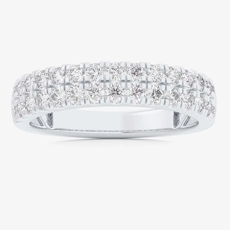 (G-H / Vs1-Vs2) Womens 4MM 3/4 CT. T.W. Lab Grown White Diamond 10K Gold Anniversary Band