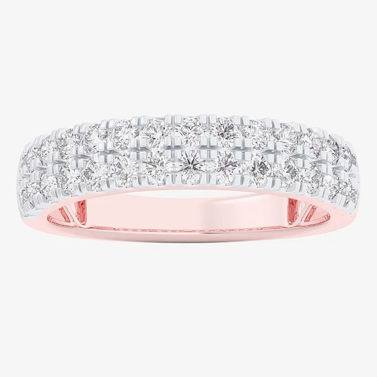 (G-H / Vs1-Vs2) Womens 4MM 3/4 CT. T.W. Lab Grown White Diamond 10K Gold Anniversary Band