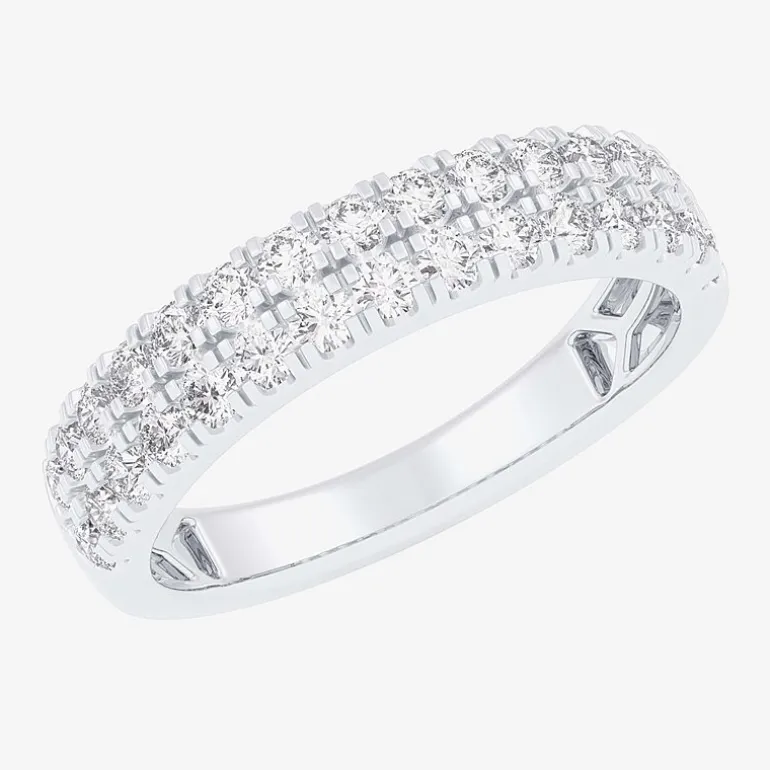 (G-H / Vs1-Vs2) Womens 4MM 3/4 CT. T.W. Lab Grown White Diamond 10K Gold Anniversary Band