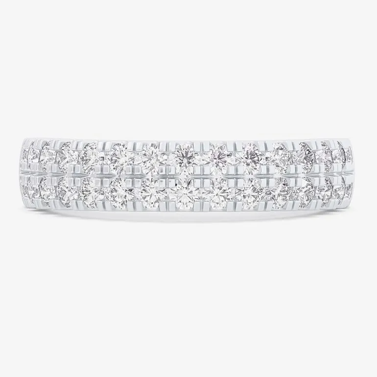 (G-H / Vs1-Vs2) Womens 4MM 3/4 CT. T.W. Lab Grown White Diamond 10K Gold Anniversary Band