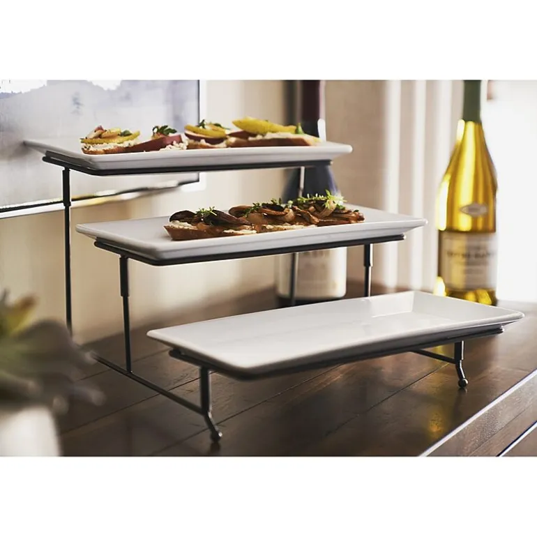 Gibson Elite Gracious Dining 3 Tier Plate Set with Metal Stand