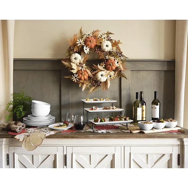Gibson Elite Gracious Dining 3 Tier Plate Set with Metal Stand