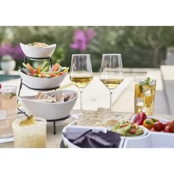 Gibson Elite Gracious Dining 3 Tier Bowl Server Set with Metal Stand