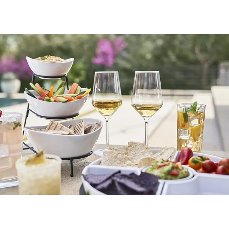 Gibson Elite Gracious Dining 3 Tier Bowl Server Set with Metal Stand