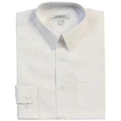 Gioberti Boy's Long Sleeve Dress Shirt With Zippered Tie, Bow Tie, And Handkerchief Set