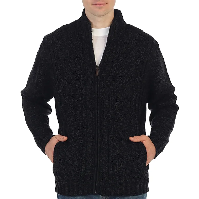 Gioberti Men's Heavy Weight Cardigan Twisted Knit Regular Fit Full-Zipper Sweater