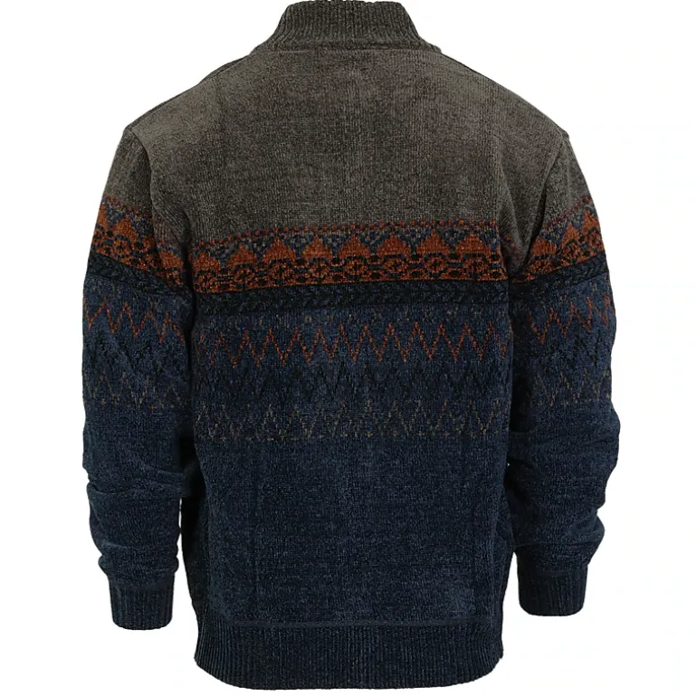 Gioberti Men's Knitted Chenille Cardigan Sweater With Flannel Lining