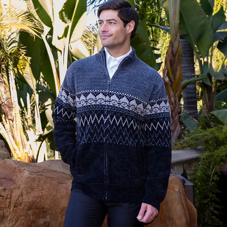 Gioberti Men's Knitted Chenille Cardigan Sweater With Flannel Lining