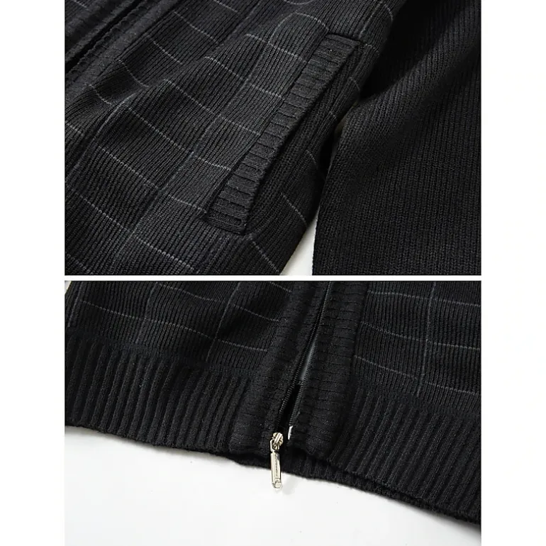 Gioberti Men's Knitted Full Zip Cardigan Sweater With Soft Brushed Flannel Lining