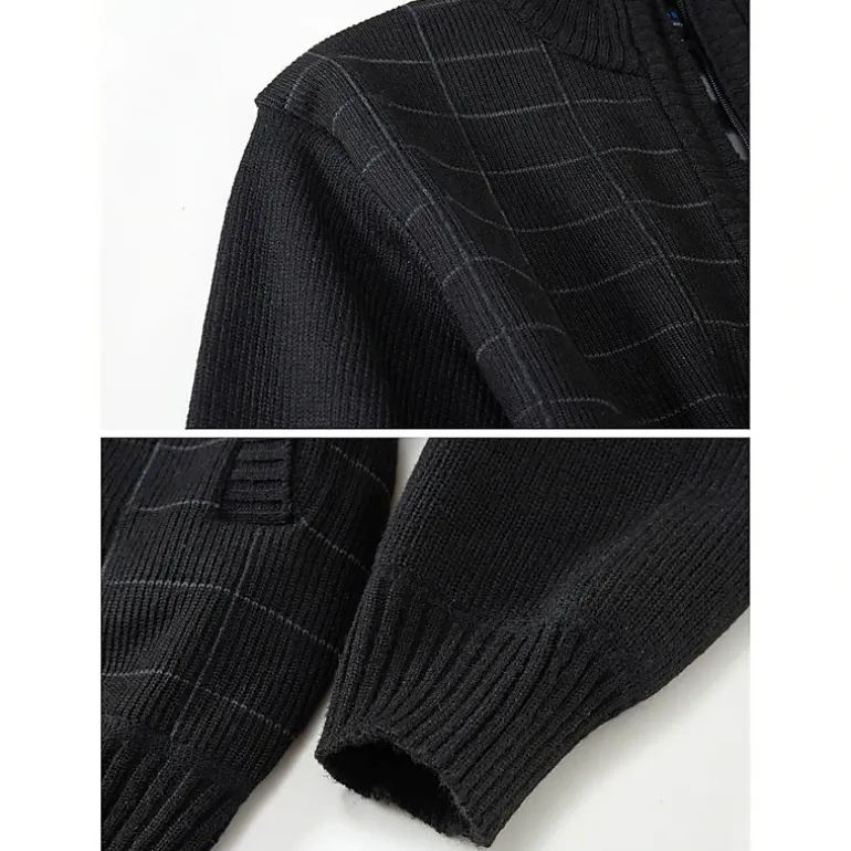 Gioberti Men's Knitted Full Zip Cardigan Sweater With Soft Brushed Flannel Lining